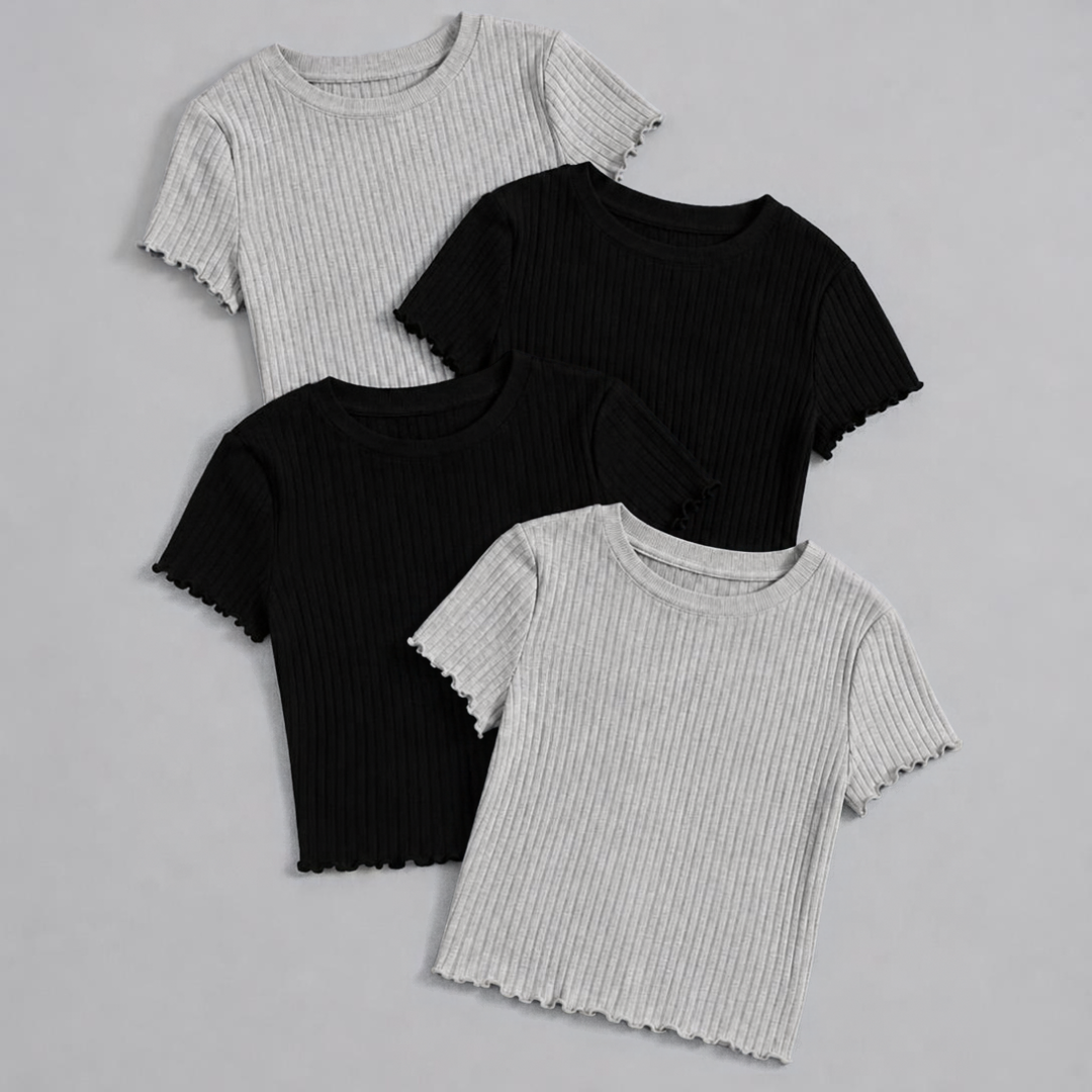 Polos Basicos Rib top Manga Urbion Rib Pack x4