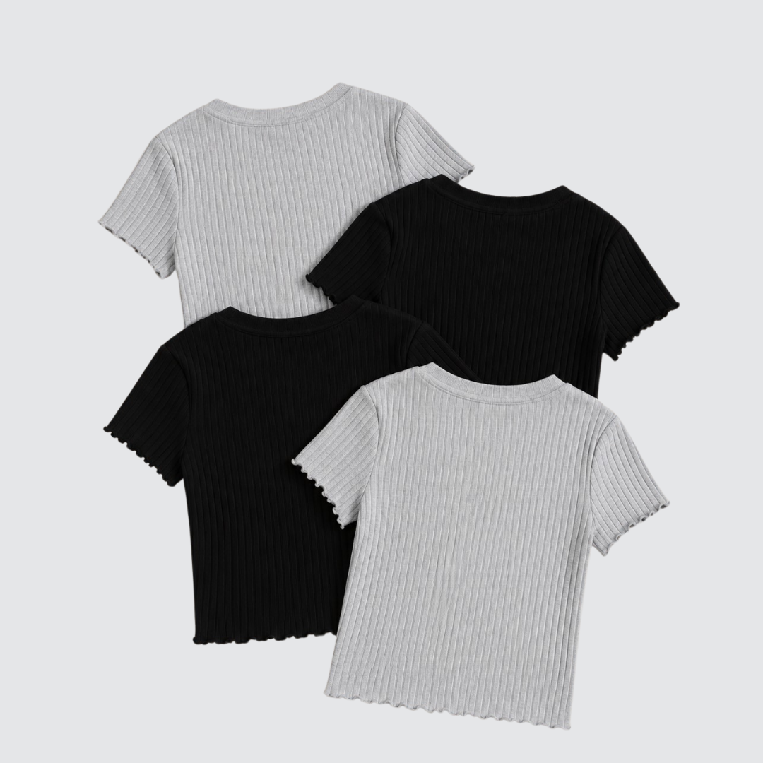 Polos Basicos Rib top Manga Urbion Rib Pack x4