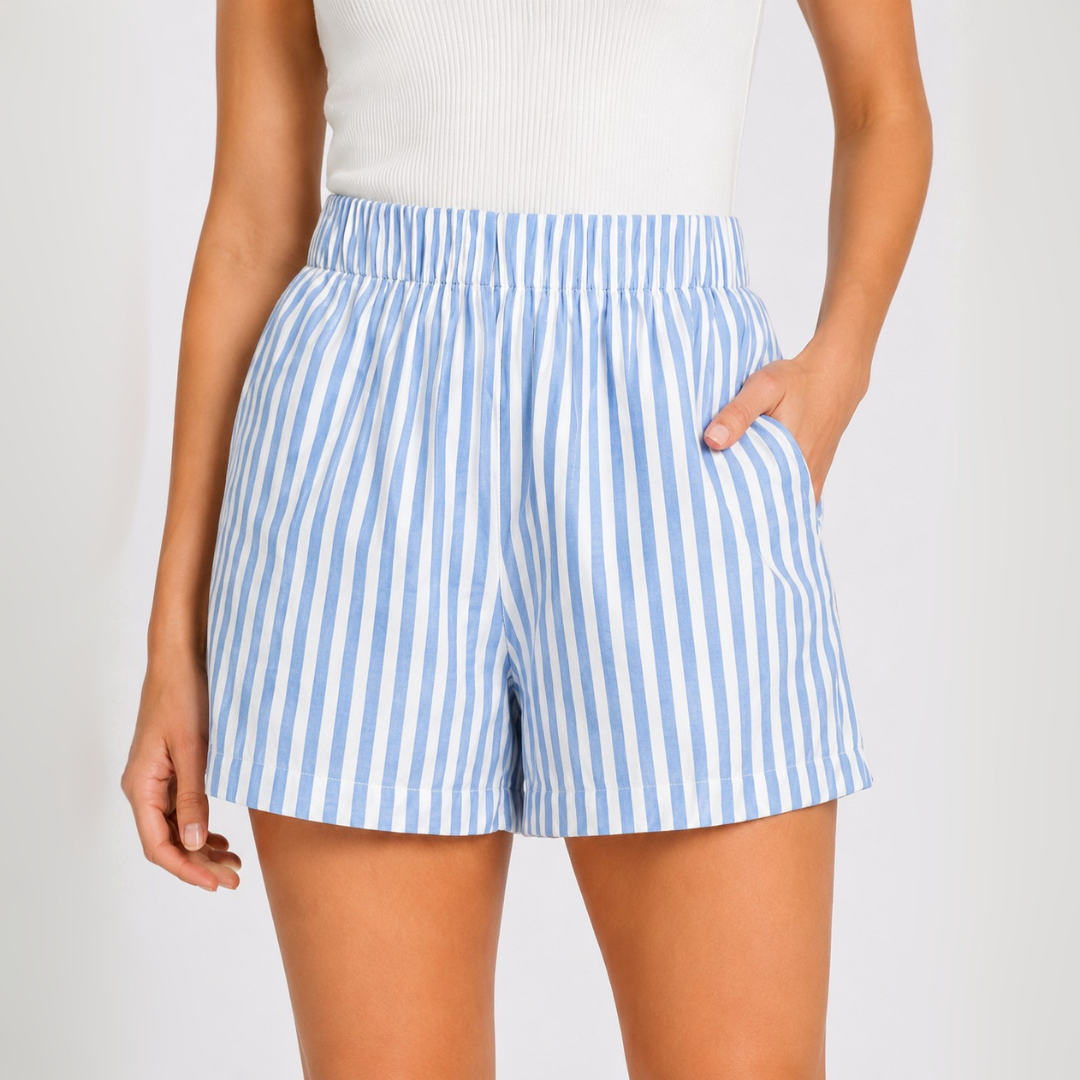 Short Verano Lino Rayas con Bolsillos