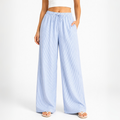 Pantalón Rayas de Lino Holgado Fresco