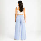 Pantalón Rayas de Lino Holgado Fresco