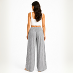 Pantalón Rayas de Lino Holgado Fresco