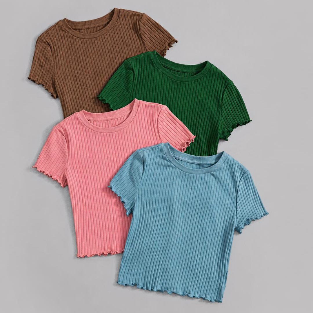 Polos Basicos Rib top Manga Urbion Rib Pack x4