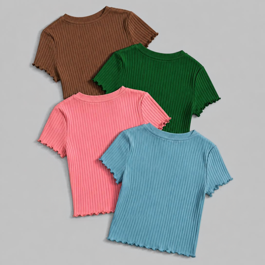 Polos Basicos Rib top Manga Urbion Rib Pack x4