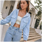 Casaca De Mujer Corduroy Estilo Crop Con Capucha