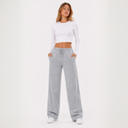 Pantalón Buzo Corte Recto de Franela con Bolsillos Mujer