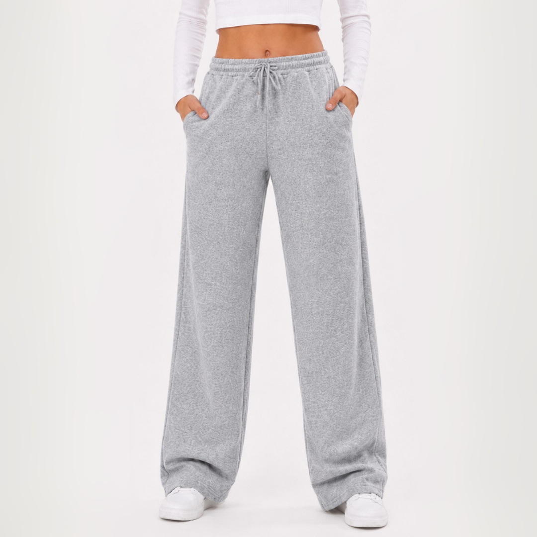 Pantalón Buzo Corte Recto de Franela con Bolsillos Mujer