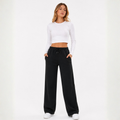 Pantalón Buzo Corte Recto de Franela con Bolsillos Mujer