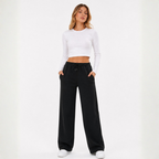 Pantalón Buzo Corte Recto de Franela con Bolsillos Mujer