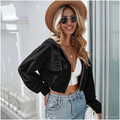 Casaca De Mujer Corduroy Estilo Crop Con Capucha