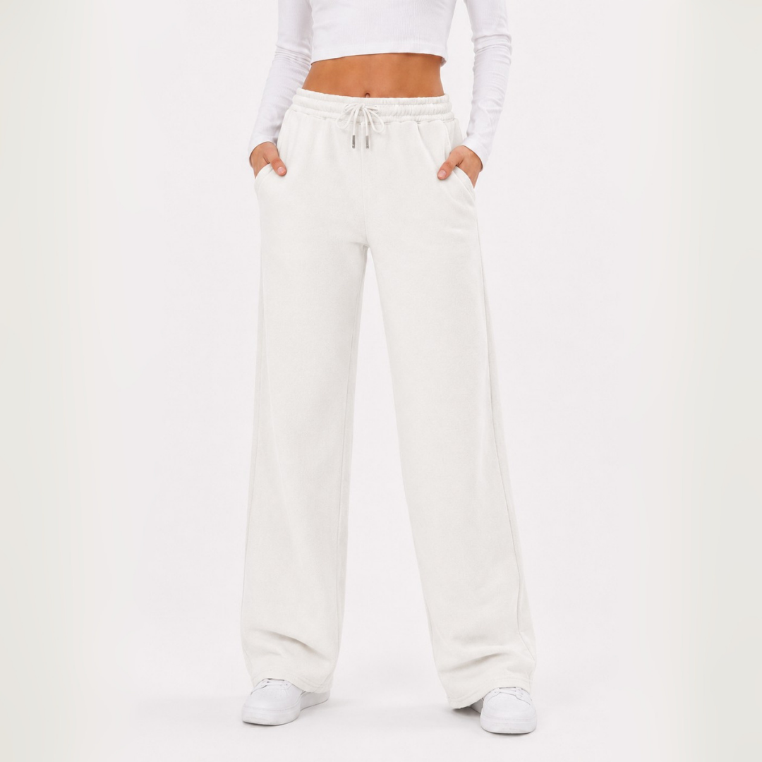 Pantalón Buzo Corte Recto de Franela con Bolsillos Mujer