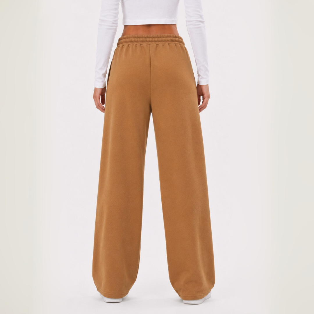Pantalón Buzo Corte Recto de Franela con Bolsillos Mujer